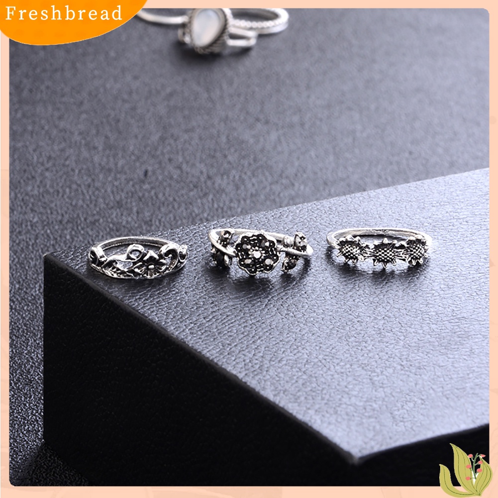 &lt; Freshbread &gt; 14Pcs Vintage Bunga Matahari Bulan Bentuk Wanita Knuckle Band Rings Set Jari Perhiasan