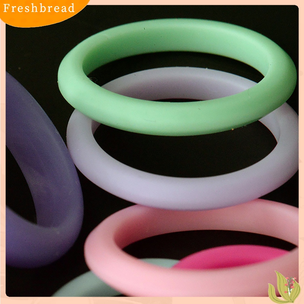 &lt; Freshbread &gt; 10Pcs Wanita Fashion Silikon Pernikahan Band Cincin Perhiasan Warna Solid Hadiah Pesta