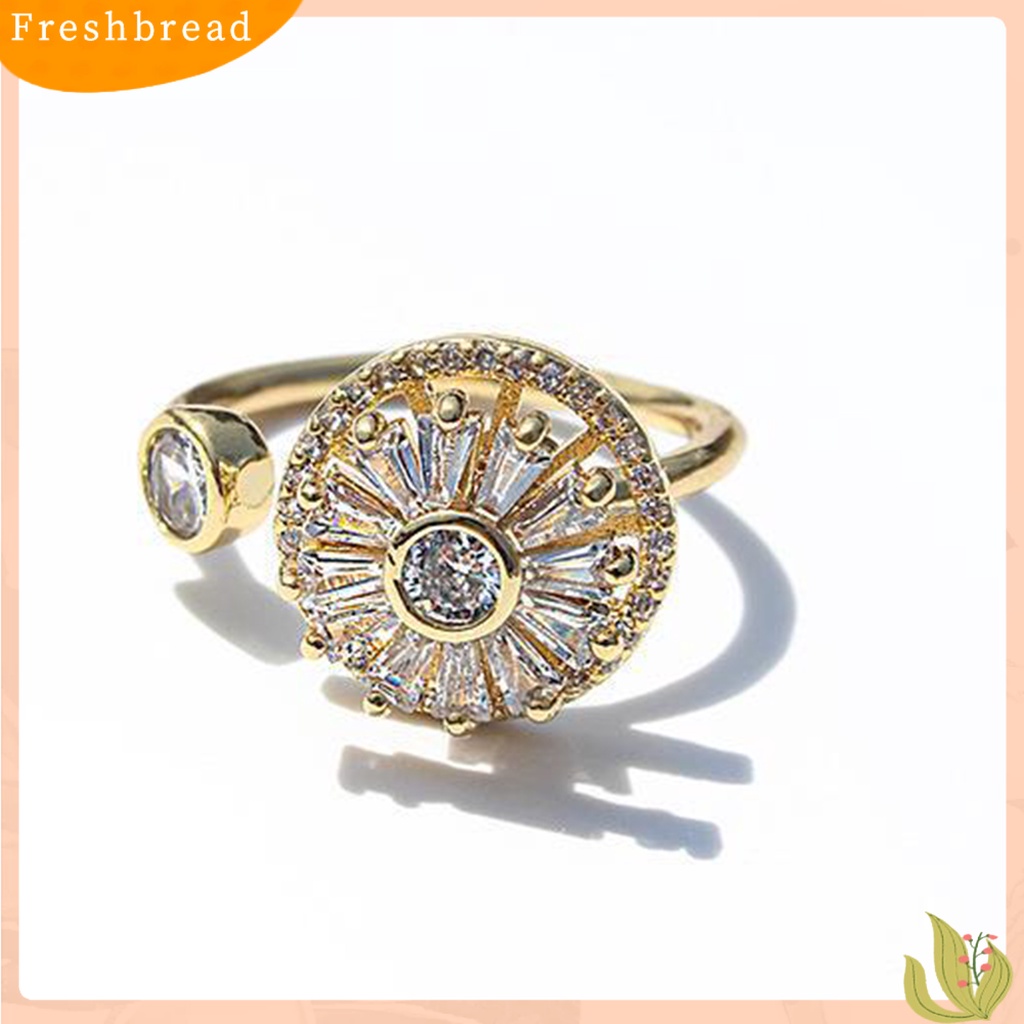 &lt; Freshbread &gt; Wanita Cincin Anti-Oksidasi Luntur Tahan Keringat Pembukaan Yang Dapat Disesuaikan Zirconia Cubic Light Mewah Pesta Cincin Perhiasan Aksesori
