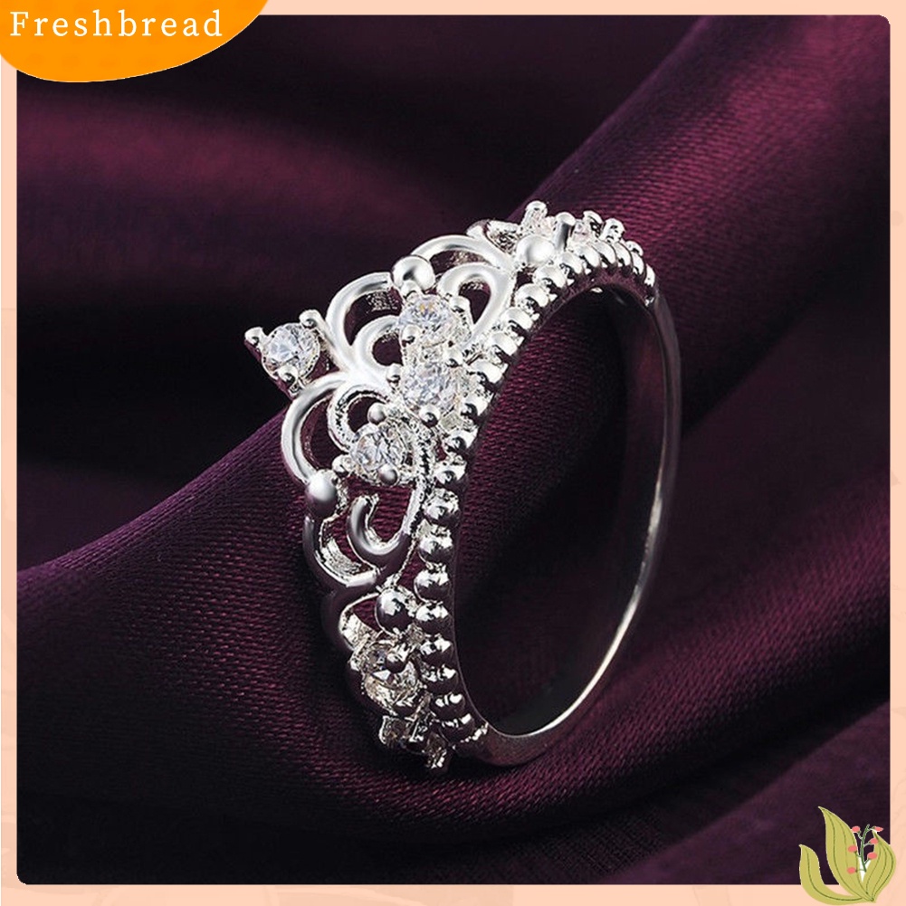 &lt; Freshbread &gt; Wanita Fashion Putri Ratu Mahkota Perak Disepuh Band Cincin Perhiasan Pesta Pernikahan