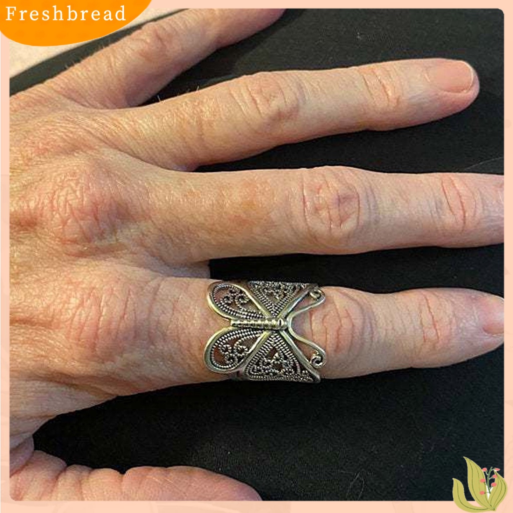 &lt; Freshbread &gt; Wanita Cincin Butterfly Adjustable Perhiasan Ukiran Fashion Penampilan Cincin Jari Untuk Pacaran