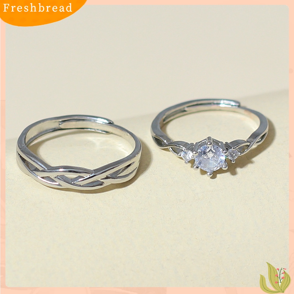 &lt; Freshbread &gt; 1pasang Pasangan Cincin Pembukaan Berongga Memutar Hadiah Hari Valentine Wanita Pria Berlian Imitasi Jari Cincin Fashion Perhiasan