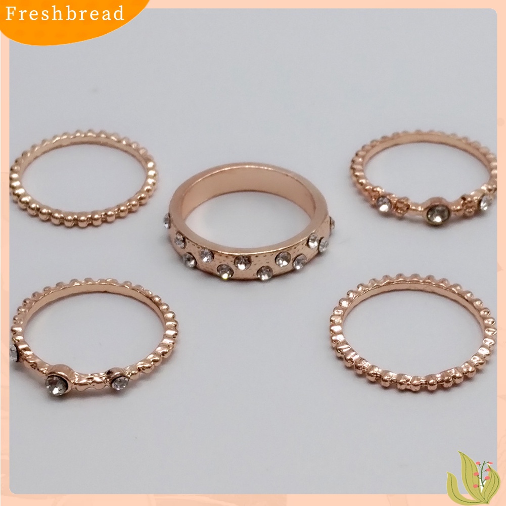 &lt; Freshbread &gt; 5Pcs/Set Vintage Bohemian Rhinestone Beads Charm Knuckle Midi Cincin Perhiasan Set