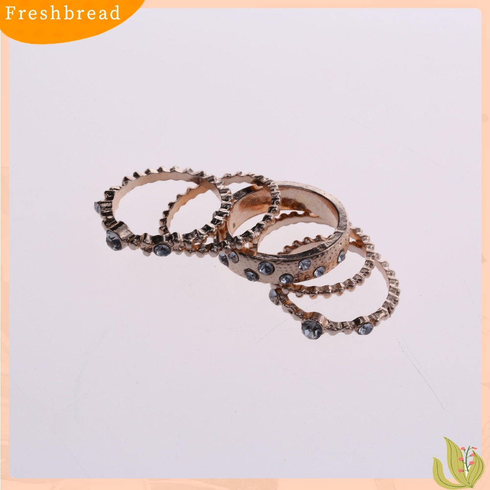 &lt; Freshbread &gt; 5Pcs/Set Vintage Bohemian Rhinestone Beads Charm Knuckle Midi Cincin Perhiasan Set