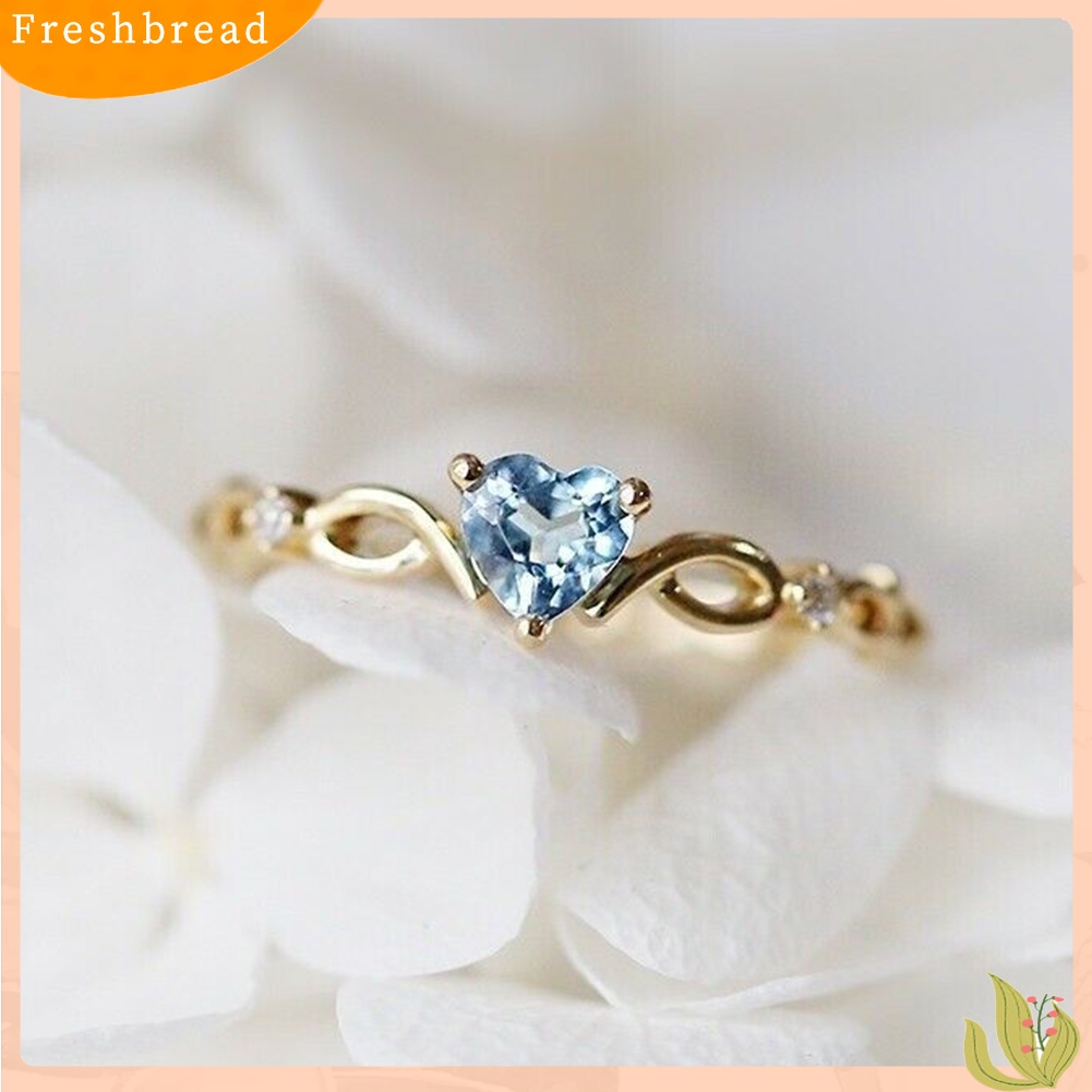 &lt; Freshbread &gt; Wanita Fashion Hati Cubic Zirconia Tergabung Hollow Band Cincin Hadiah Perhiasan Pernikahan