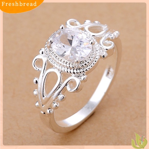 &lt; Freshbread &gt; Fashion Wanita Lapis Emas Putih 18K Oval Zirkon Potongan Jari Cincin Perhiasan