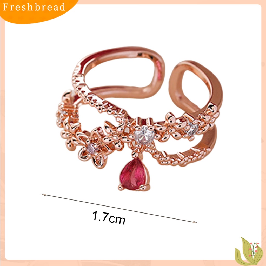 &lt; Freshbread &gt; Opening Adjustable Bright Luster Gadis Cincin Mewah Cubic Zirconia Bunga Cincin Perhiasan Aksesoris