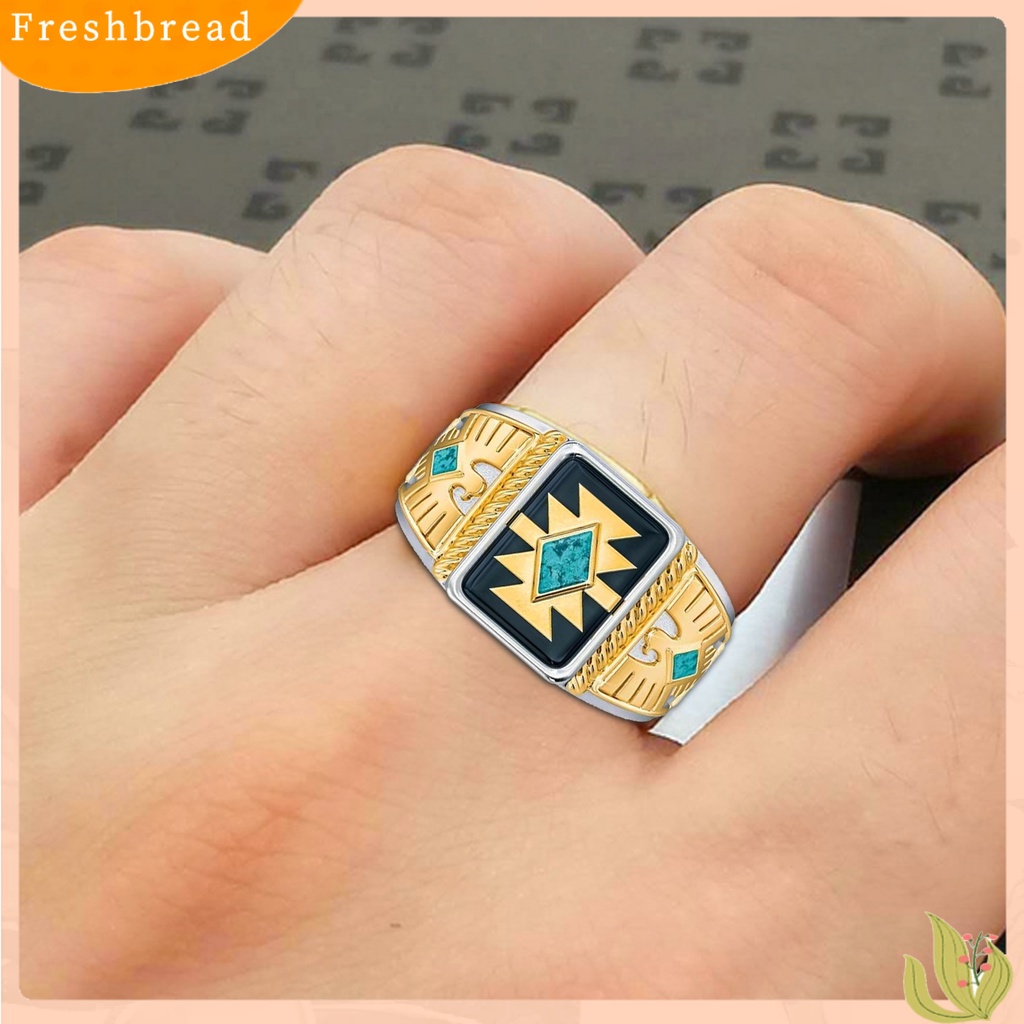 &lt; Freshbread &gt; Cincin Buku Jari Ukir Totem Antik Emas Kreatif Elang Ukir Simbol Cincin Untuk Kehidupan Sehari-Hari