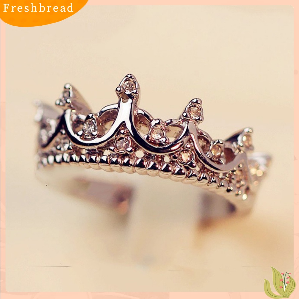 < Freshbread > Wanita Fashion Berlian Imitasi Bertatahkan Hollow Mahkota Jari Cincin Hadiah Perhiasan Pernikahan