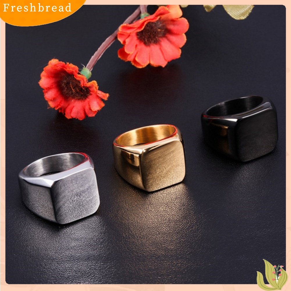 < Freshbread > Club Malam Punk Pria Halus Persegi Lebar Band Jari Cincin Perhiasan Hadiah Ulang Tahun