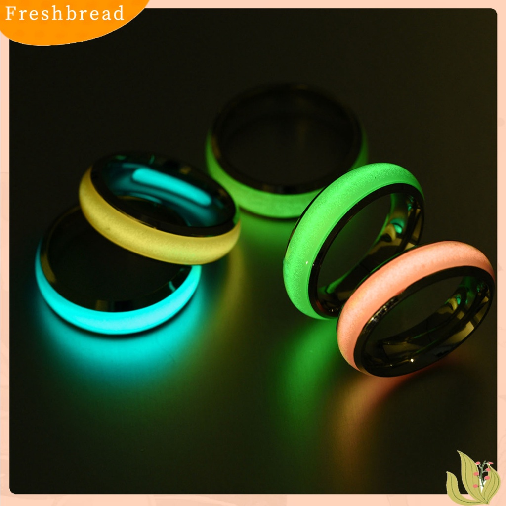 &lt; Freshbread &gt; Mode Sederhana Unisex Bercahaya Warna Solid Cincin Bersinar Perhiasan Aksesori