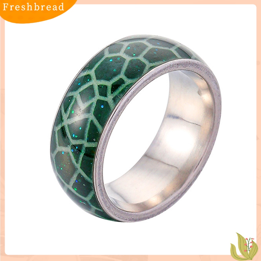 &lt; Freshbread &gt; Cincin Unisex Luminous Turtle Shell Pattern Fluorescent Glowing-In-The Dark Stainless Steel Vintage Plating Ring Untuk Halloween