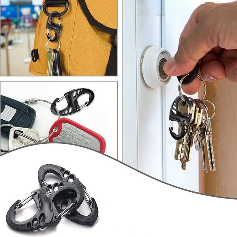 1pc Carabiner Plastik 8-berbentuk Snap Klip Gantungan Kunci Gesper Gantung Outdoor Camping Ransel Mendaki Paracord Survival Gear Gesper