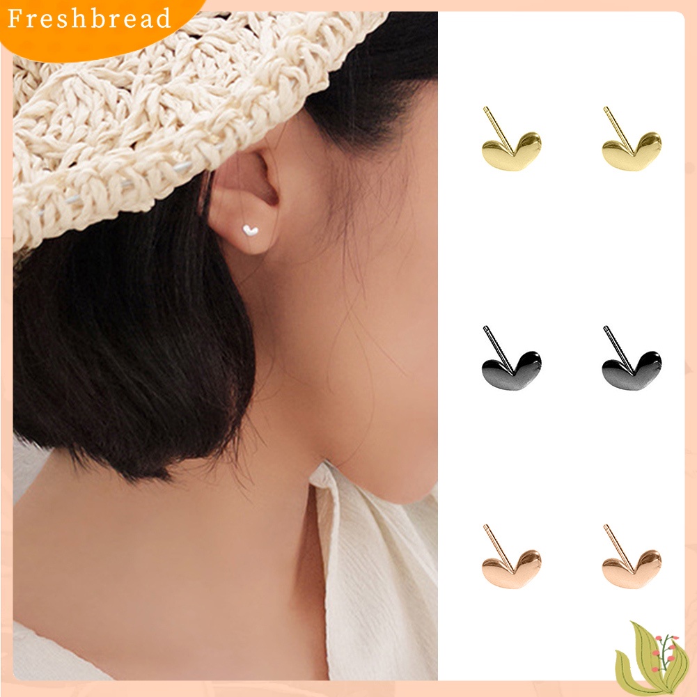 < Freshbread > Wanita Manis Perak Berlapis Mini Cinta Hati Stud Anting Perhiasan Hadiah Ulang Tahun