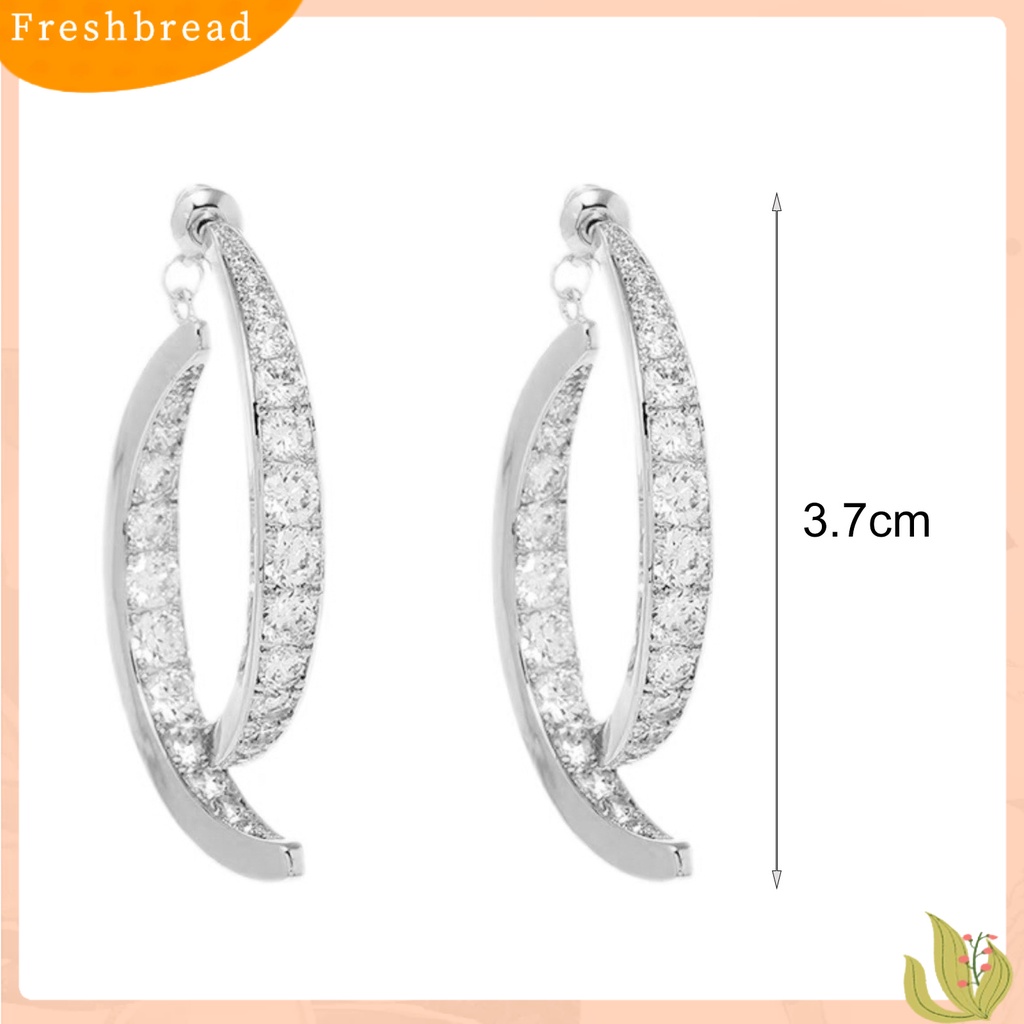 &lt; Freshbread &gt; 1pasang Anting Menjuntai Perhiasan Melengkung Silang Manset Telinga Berkilau Ringan Untuk Perjamuan