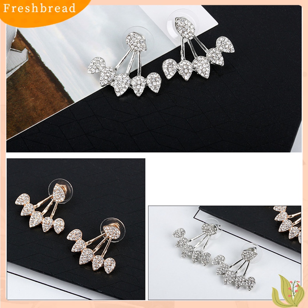 &lt; Freshbread &gt; 1pasang Tindik Menawan Wanita Anting Depan Belakang Gantung Jenis Tetesan Air Berlian Imitasi Telinga Studs Perhiasan Aksesori