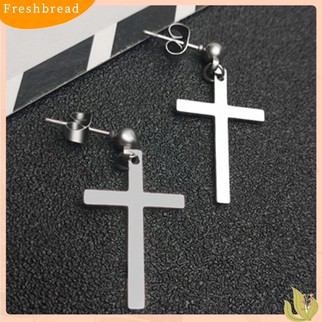 &lt; Freshbread &gt; Earring Unisex Anting Tusuk Juntai Salib Anti Karat Ringan Untuk Pesta