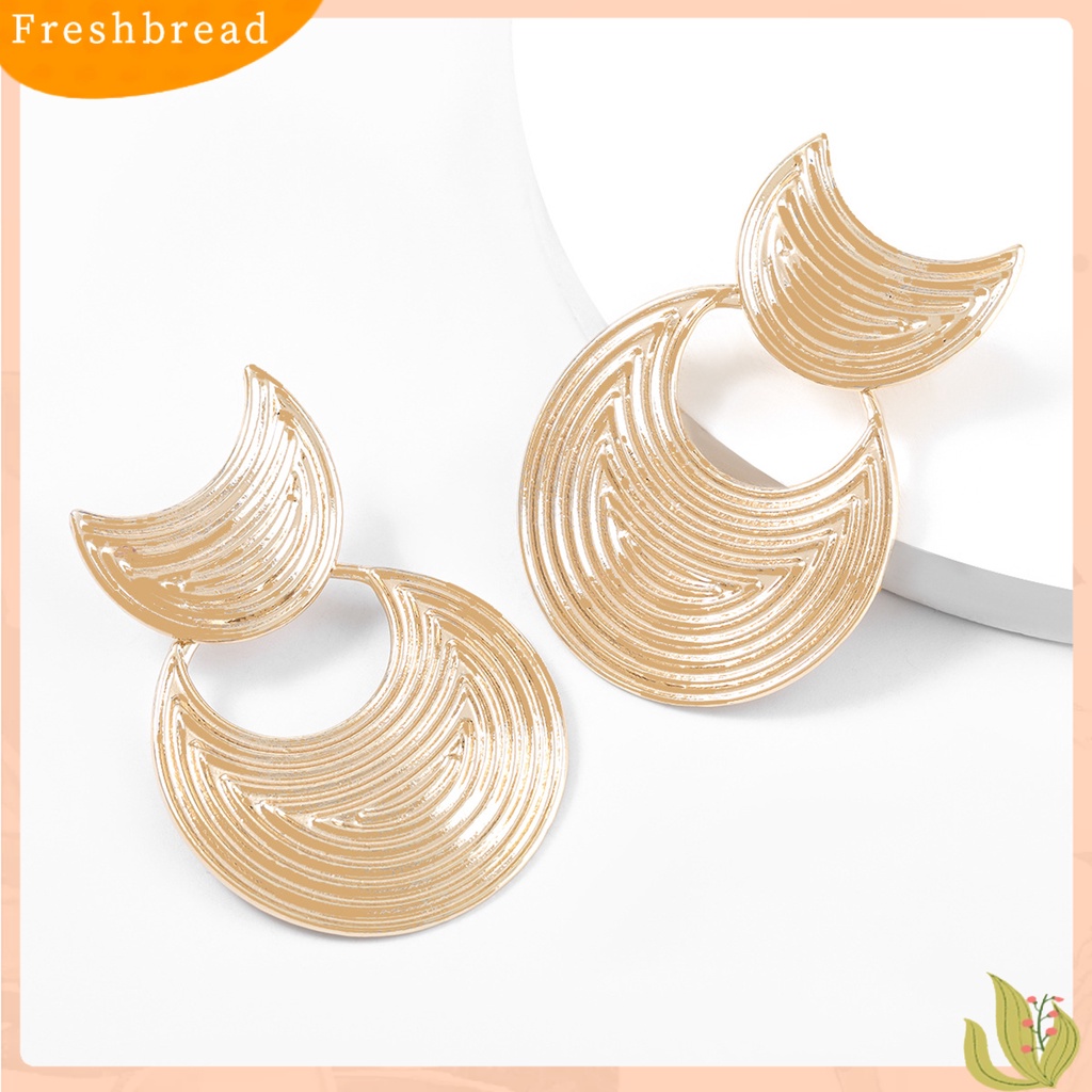 &lt; Freshbread &gt; Anting Bentuk Bulan Tahan Jatuh Berlebihan Fashion Anting Busur Geometris Sederhana Untuk Pesta