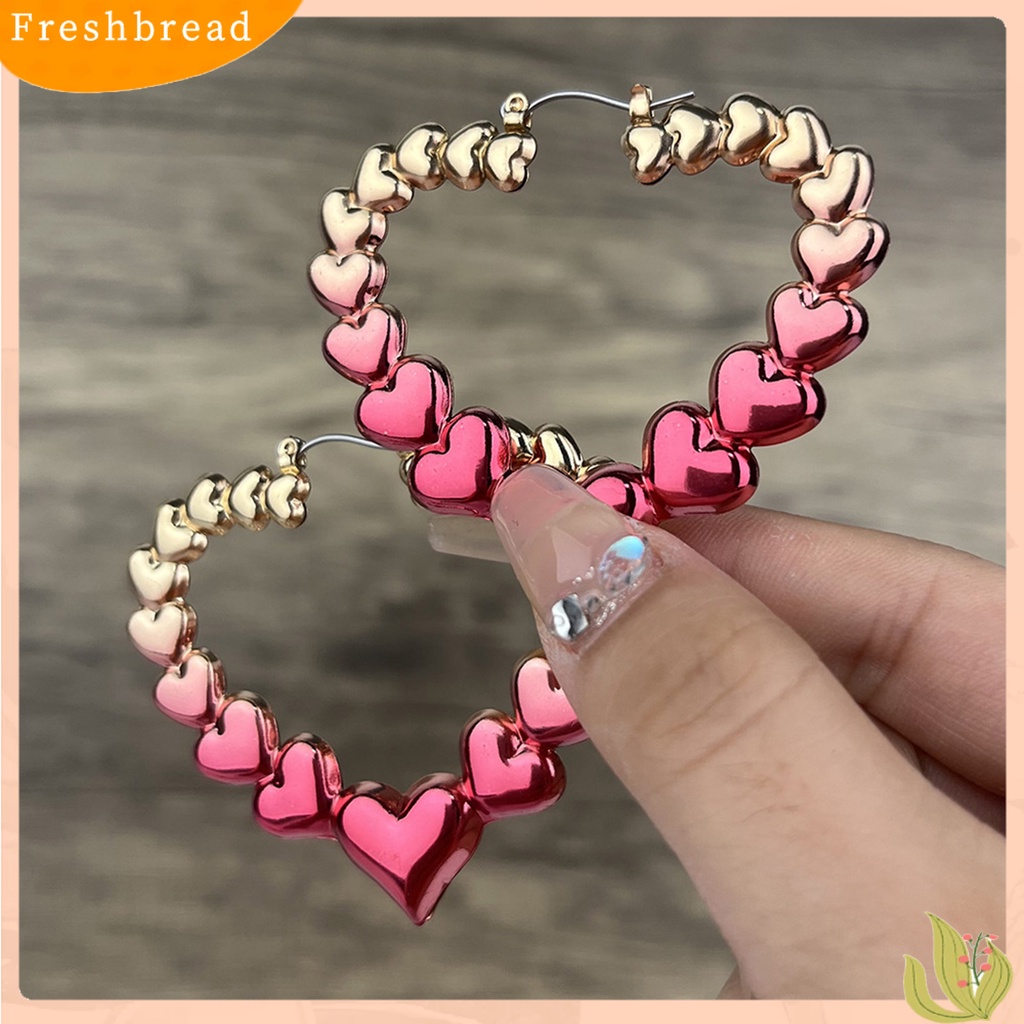 &lt; Freshbread &gt; 1pasang Anting Stud Kepribadian Berlebihan Anting Hoop Bulat Berbentuk Hati Cinta Tiga Dimensi Untuk Pacaran