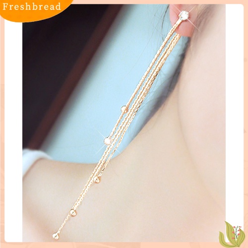 &lt; Freshbread &gt; Wanita Berlian Imitasi Alloy Jumbai Panjang Drop Menjuntai Cocktail Pesta Linear Earrings