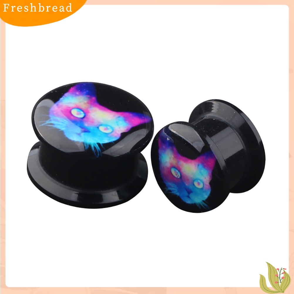 &lt; Freshbread &gt; Akrilik Kucing Dicetak Unisex Piercing Ear Gauges Plugs Tunnel Earrings Jewelry