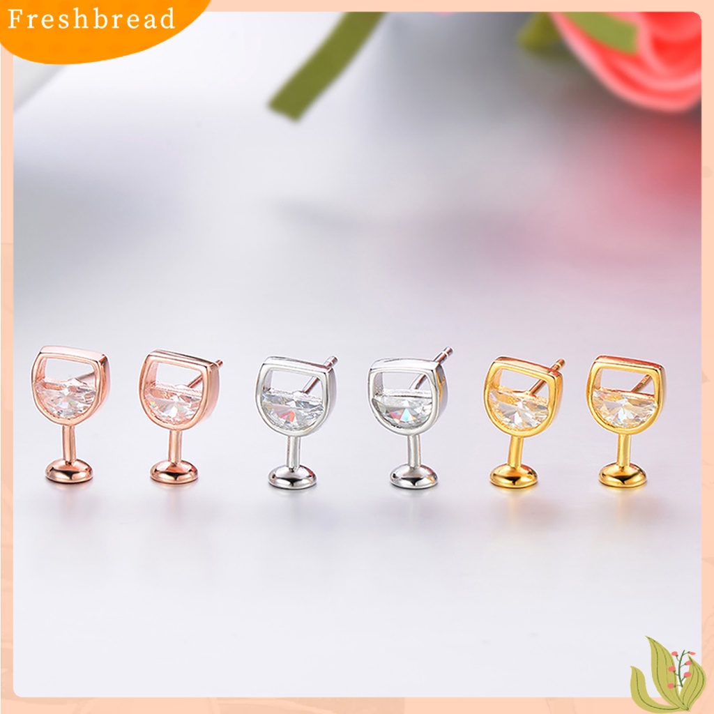 &lt; Freshbread &gt; 1pasang Anting Wanita Kerajinan Pengerjaan Perhiasan Hadiah Anti Karat Wanita Cubic Zirconia Ear Studs Untuk Pacaran