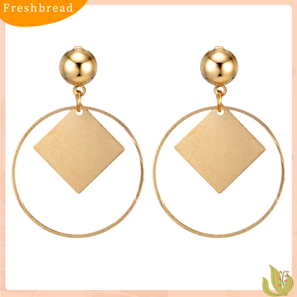 < Freshbread > Fashion Cincin Persegi Menjuntai Ear Stud Earrings Wanita Gadis Pesta Perjamuan Perhiasan