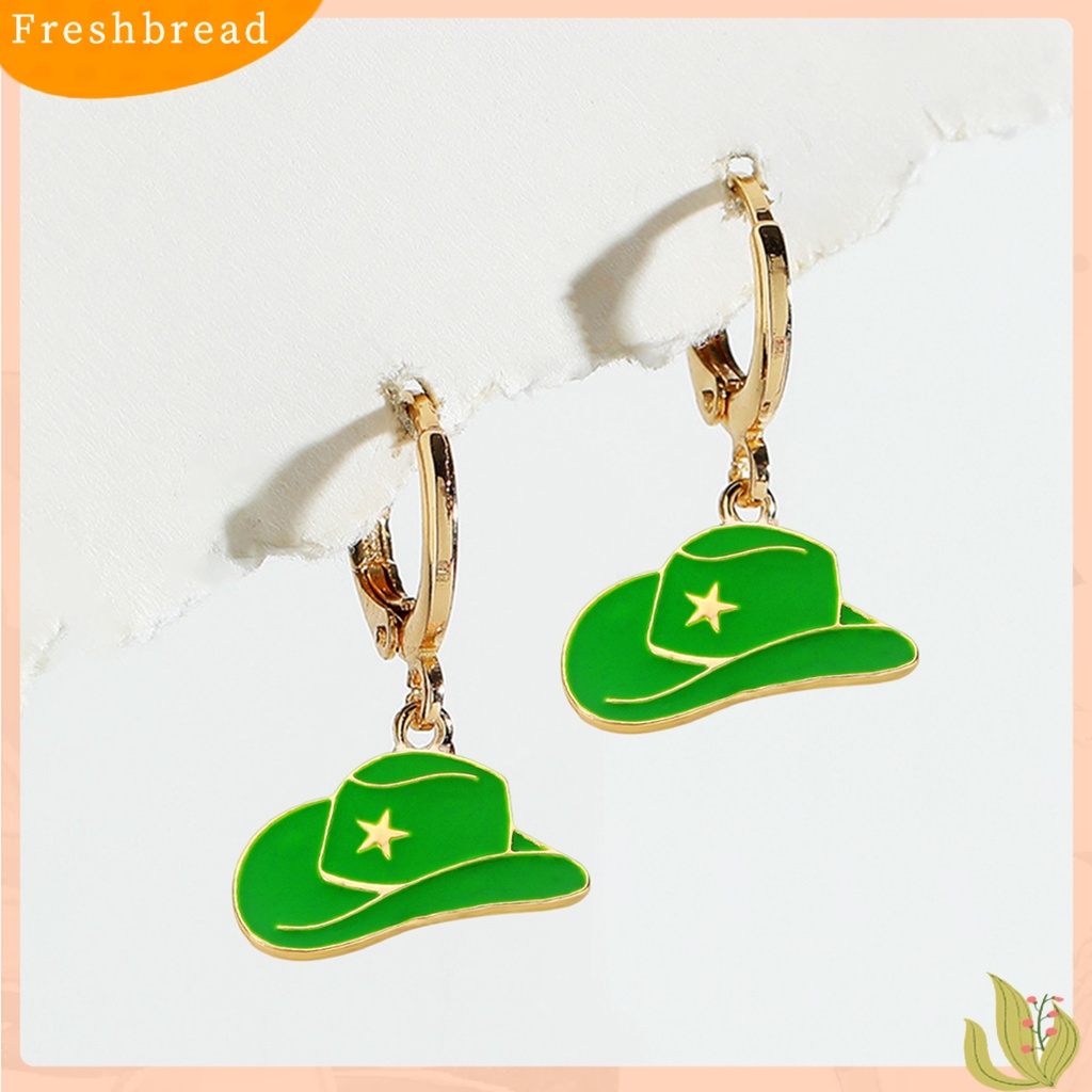 &lt; Freshbread &gt; 1pasang Menjuntai Anting Tren Baru Kepribadian Keren Modern Lucu Menjatuhkan Minyak Topi Koboi Drop Earrings Perhiasan Fashion