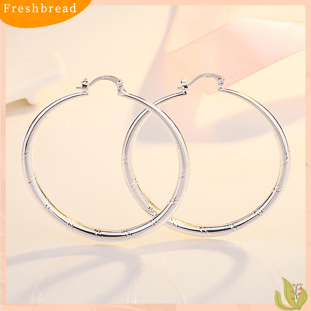 &lt; Freshbread &gt; Wanita Bergaya Bulat Besar Bentuk Lingkaran Retro Besar Hoop Earrings Perhiasan Hadiah