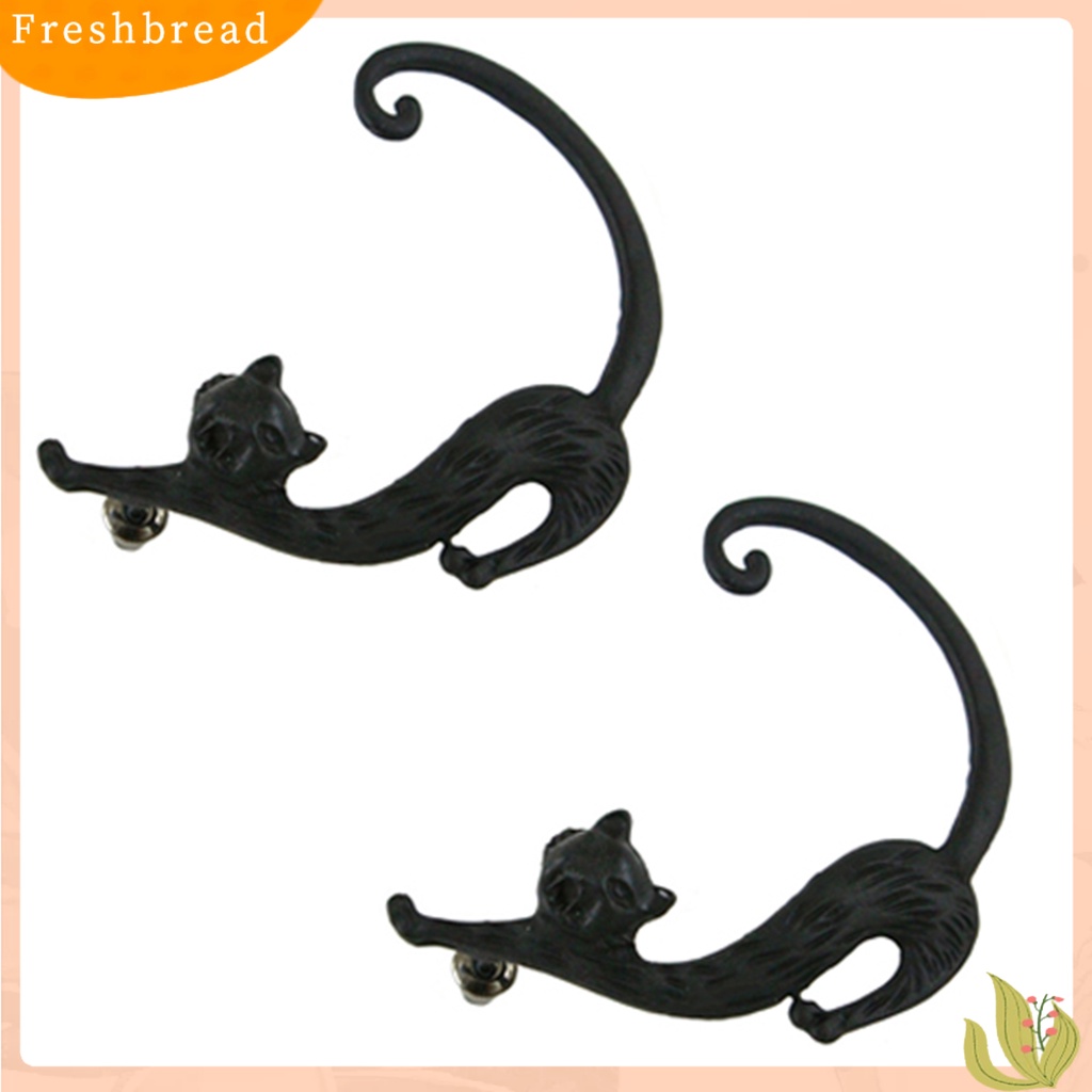 &lt; Freshbread &gt; 1pasang Wanita Vintage Punk Gothic Seksi Kucing Pesona Pucat Telinga Cuff Stud Earrings