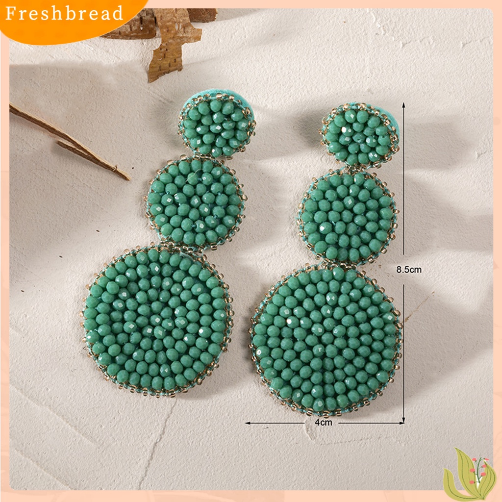 &lt; Freshbread &gt; 1pasang Anting Wanita Pengerjaan Yang Baik Tahan Lama Portabel Ringan Stainless Warna Kontras Bentuk Bulat Manik-Manik Simetris Prom Anting Perhiasan Wanita