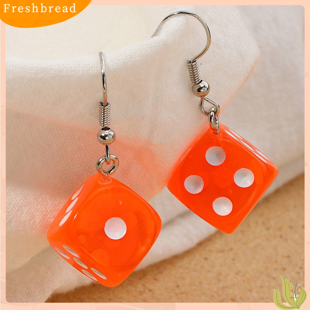 &lt; Freshbread &gt; 1pasang Anting Menjuntai Dadu Berwarna Perhiasan Warna Cerah Lucu Indah Anting Kait Untuk Pakaian Sehari-Hari