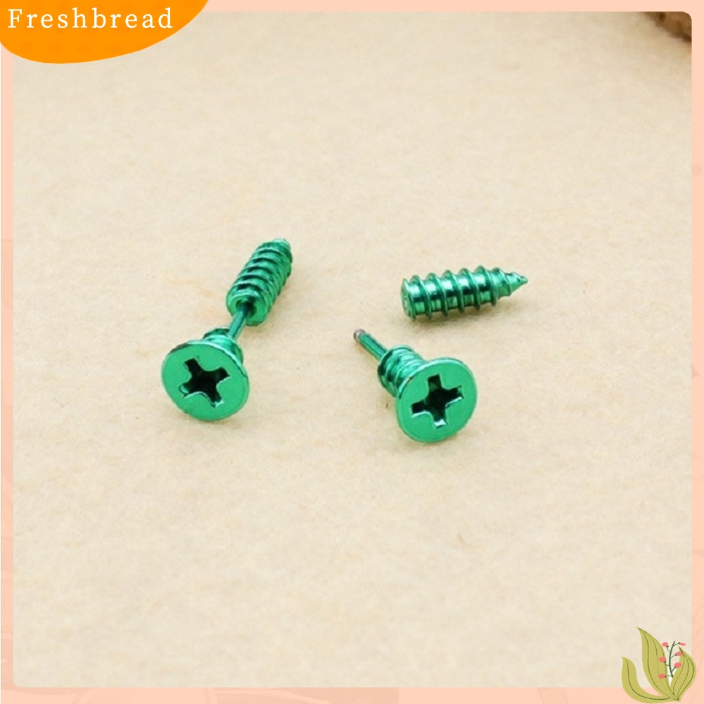 &lt; Freshbread &gt; 1pasang Punk Gothic Fashion Unisex Perhiasan Anting Pejantan Sekrup Stainless Steel