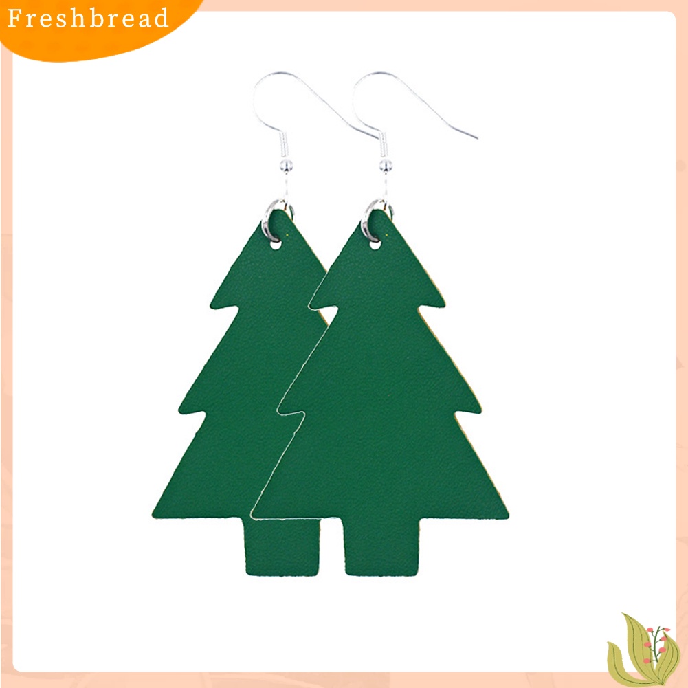 &lt; Freshbread &gt; 2pasang Wanita Modis Pohon Natal Eardrop Kait Anting Perhiasan Aksesori