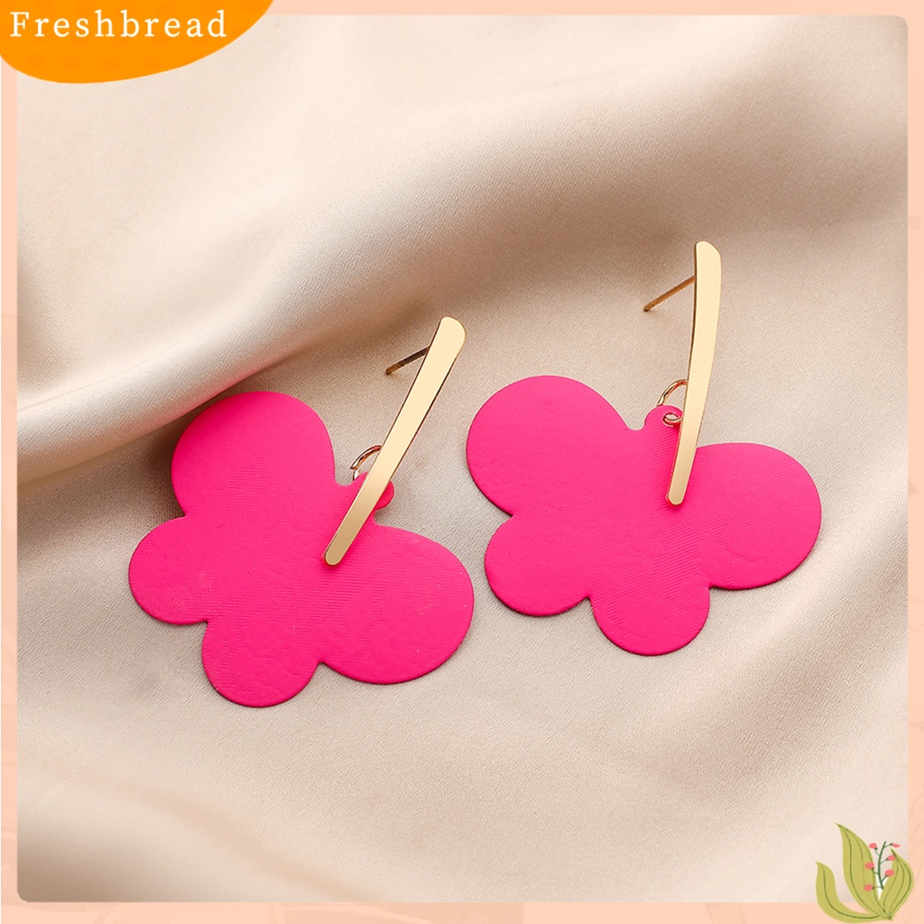 &lt; Freshbread &gt; 1pasang Menjuntai Anting Berlebihan Kepribadian Besar Logam Cat Kue Geometris Hadiah Berongga Tetesan Air Wanita Stud Earrings Perlengkapan Pacaran