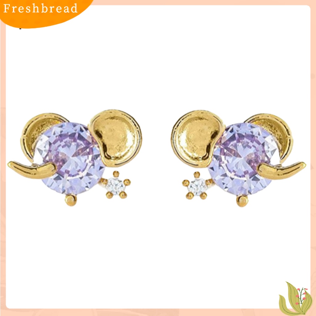 &lt; Freshbread &gt; 1pasang Wanita Ear Studs Hewan Kecil Cubic Zirconia Perhiasan Gajah Kelinci Koala Lion Piggy Stud Earrings Untuk Pesta