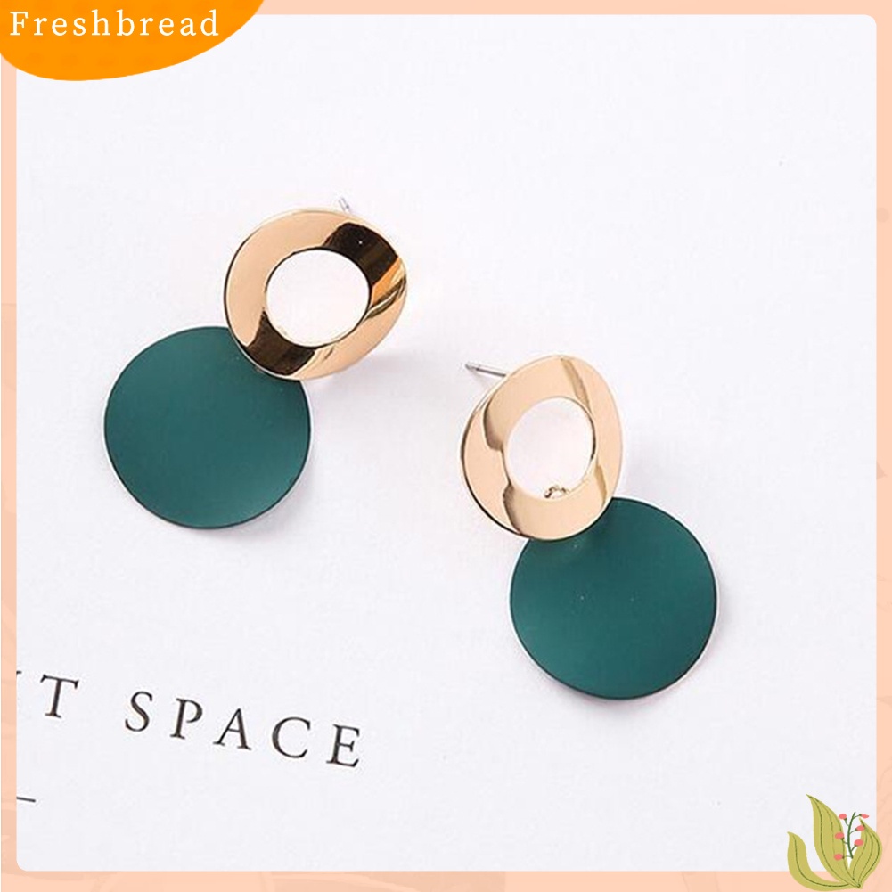 &lt; Freshbread &gt; 2pasang Bergaya Wanita Geometris Bulat Menjuntai Berongga Lingkaran Stud Earrings Jewelry