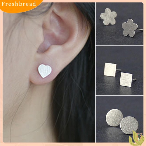 &lt; Freshbread &gt; Wanita925 Sterling Silver Disepuh Kecil Disikat Hati Bintang Telinga Pejantan Anting-Anting