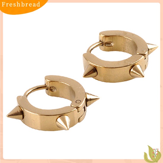 &lt; Freshbread &gt; Unisex Baja Titanium Punk Rivet Ear Studs Spike Hoop Huggie Piercing Earrings