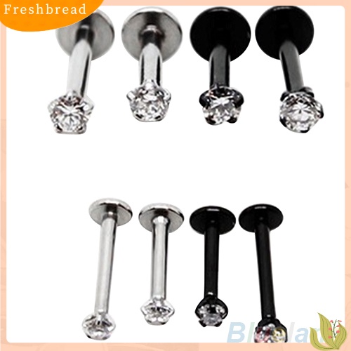 &lt; Freshbread &gt; 2Pcs Cubic Zirconia Tragus Cincin Bibir Monroe Telinga Tulang Rawan Anting Lidah Giwang