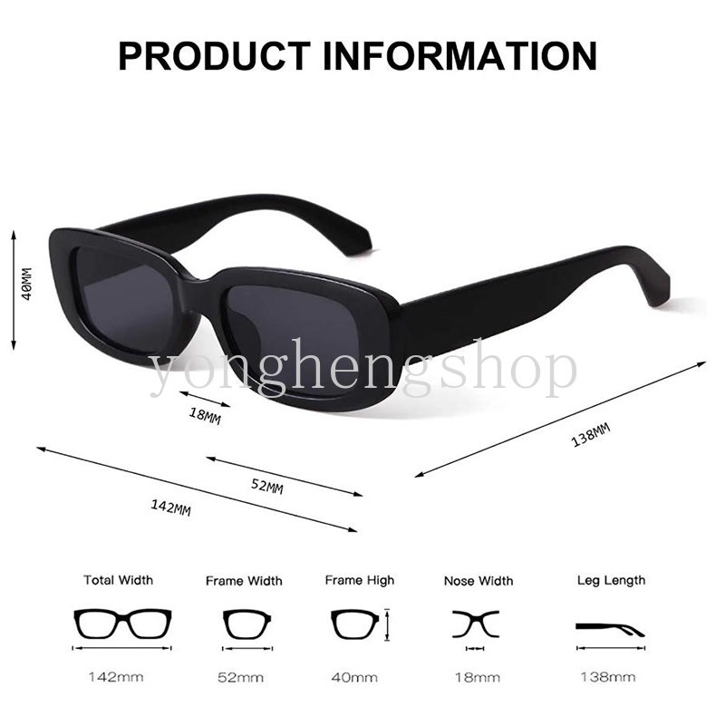 Fashion Sederhana Retro Persegi Panjang Kacamata Unisex Perjalanan Kacamata Matahari UV400 Perlindungan Kacamata Eyewear Gaya Punk Hip-hop Sunglass