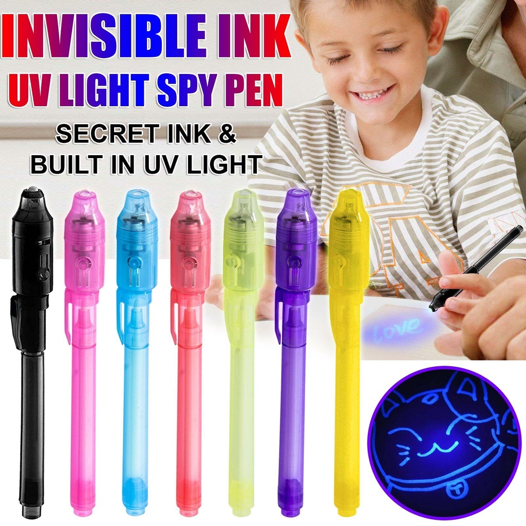 Spy Pen Invisible Ink UV Light Magic Secret Messages Pen Alat Tulis Siswa Alat Tulis Perlengkapan Sekolah