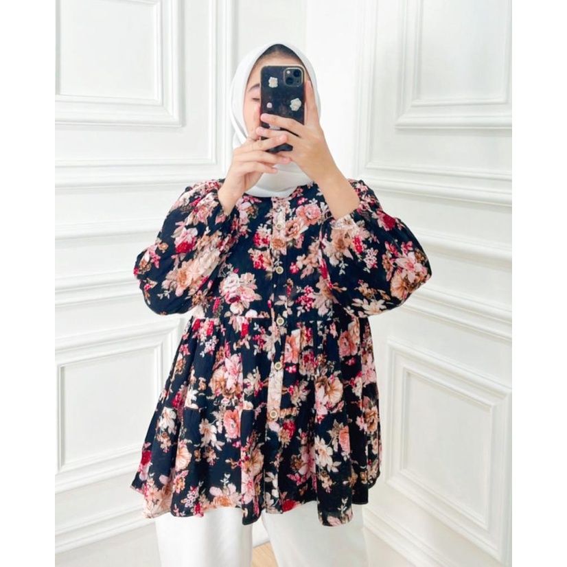 BEFAST - ZFS OOTD WANITA BLOUSE SASA / AIKO BLOUSE / Blouse Formal Wanita / Pakaian Wanita Kondangan / OOTD Wanita Remaja ABG Kekinian / Blouse Motif Bunga-Bunga / Fashion Wanita Style Hijab / Blouse Lengan Panjang Terlaris