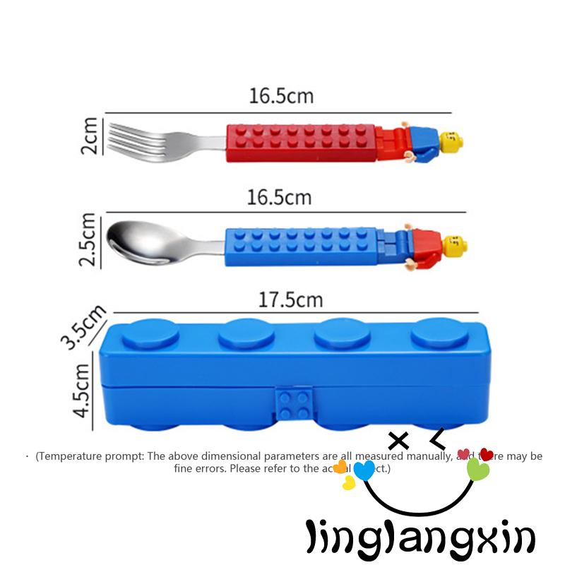 Llx-balita Sendok Garpu Set, Blok Bangunan Sendok Garpu Peralatan Dapur Portable Perlengkapan Pesta