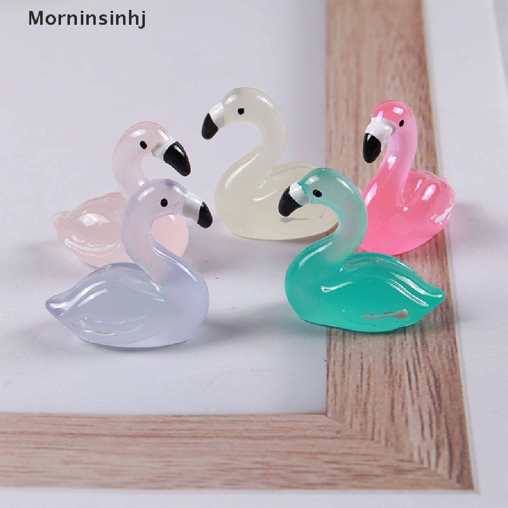 Mornin 6pak Menyala Flamingo Miniatur Patung Dekorasi Rumah DIY Scrapbooking Craft Resin Aksesoris id