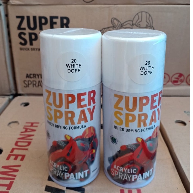 Zuper Spray Paint Pilok Pilox Warna White Doff / Putih Dop / Putih Tidak Mengkilap (P 20) 150cc/150ml