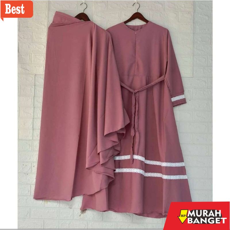GAMIS SIZE BESAR TERBARU- SYARI JUMBO GAMIS JUMBO AZIZAH SET+ KHIMAR LD 120 130 140