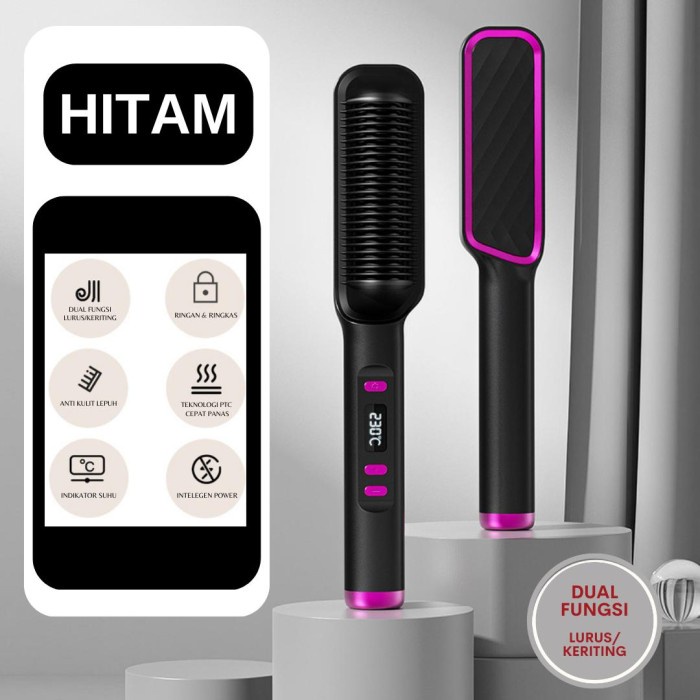 Catokan Sisir 2 in 1 Catok Pelurus Dan Curly Rambut Straightener