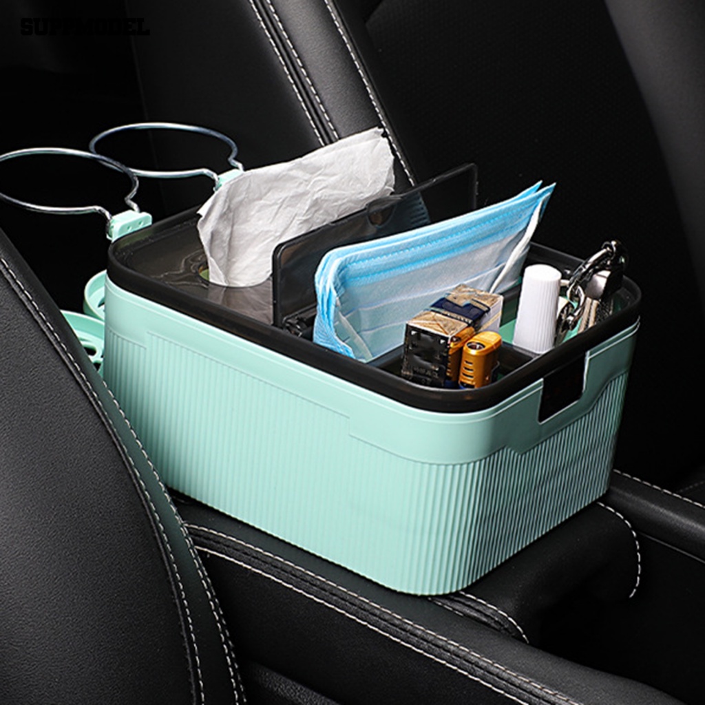 Suppmodel Kotak Penyimpanan Mobil Hemat Tempat Perlengkapan Mobil Auto Console Organizer Holder Dengan Cup Holder Lipat