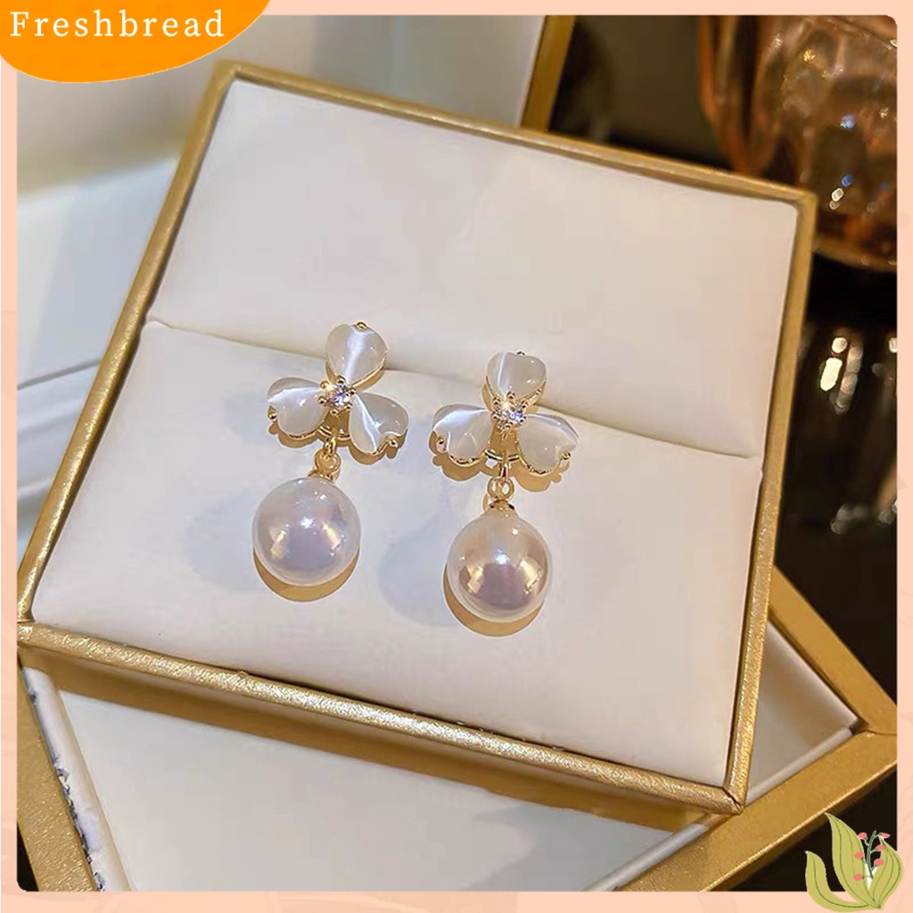 {In Stock} 1pasang Anting Stud Dainty Elegan Temperamen Gaya Perancis Mutiara Imitasi Opal Bunga Wanita Drop Earrings Perhiasan Aksesoris